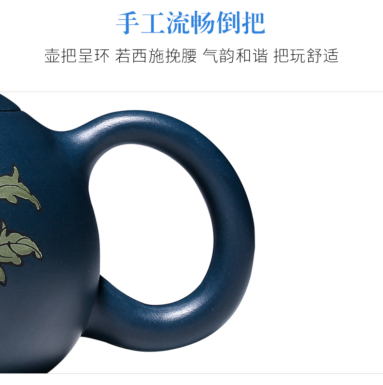 純手工紫砂壺，小巧琺瑯印花紫砂壺